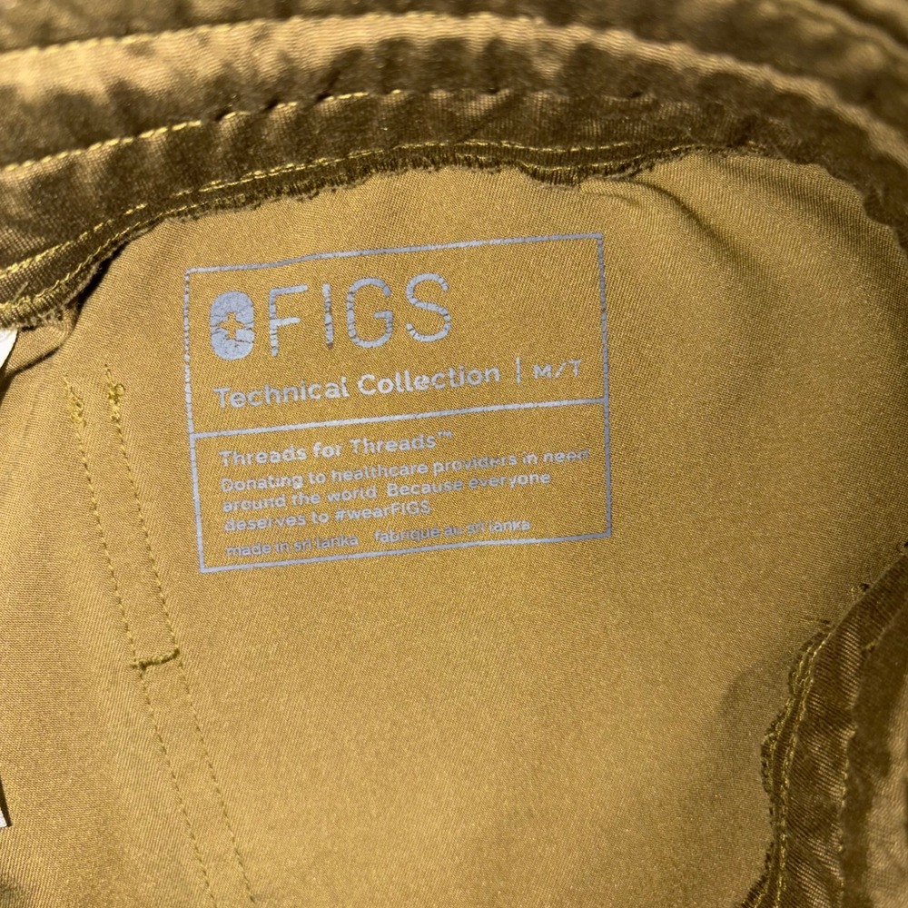 FIGS Zamora Jogger Scrub Pants Olive Green Neon Yellow Drawstring Tall Size MT - Picture 4 of 8